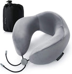 RENOOK Travel Pillow, 100% Pure Memory Foam Neck Pillow, Ideal for Airplane Travel, Improved Support Design